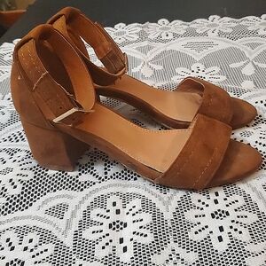 Rouge Helium, Brown Suede Strappy High Heeled Sandals, Size 6